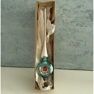 Shiny Brite Christmas Tree Topper Reflector Blue Trees Triple Indent  Glass